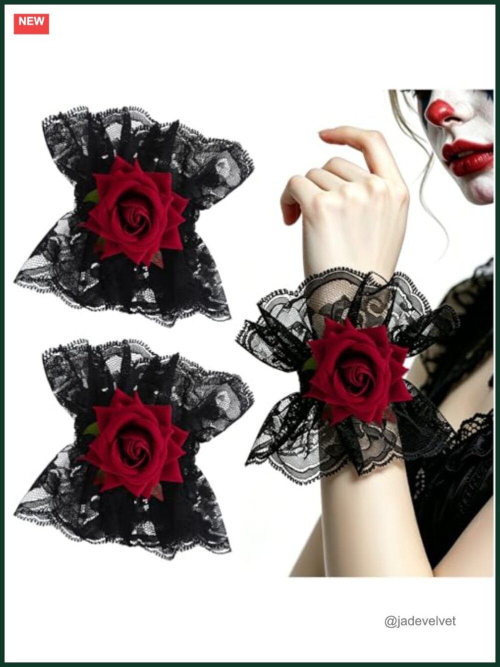 Lace Fingerless Gloves Short Ruffle Clown Cuffs Costume Women
